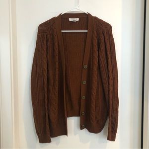 Button Up Cable Knit Cardigan Sweater